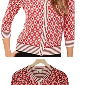 Kate Spade Ikat Posy Cardigan Sweater Preppy Abstract Poppy Button up Small
